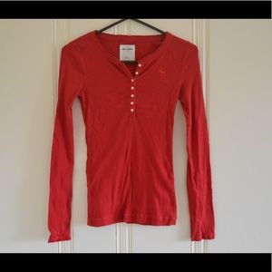 Abercrombie Red Ribbed Long Sleeve